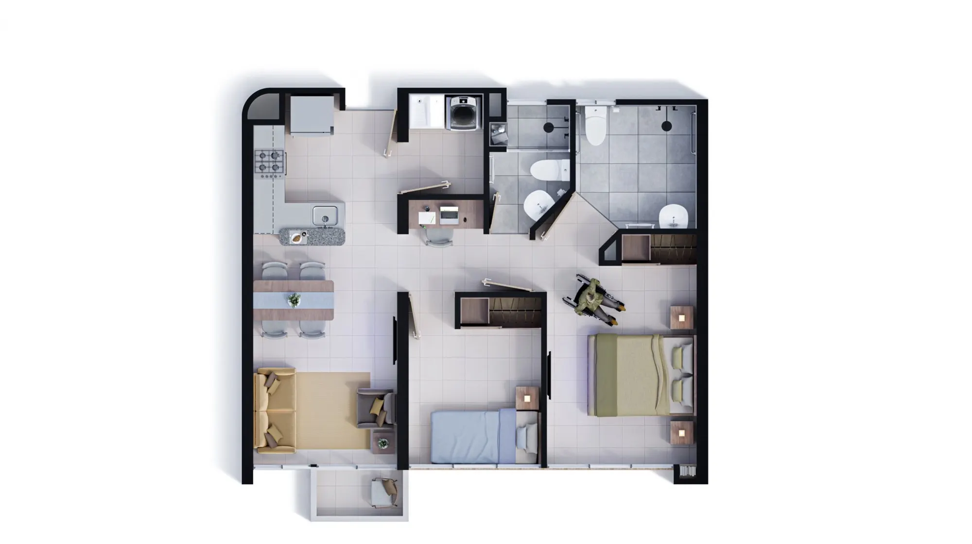 Plano del apartamento tipo 5 de Balcones del Llanito, 2 habitaciones
